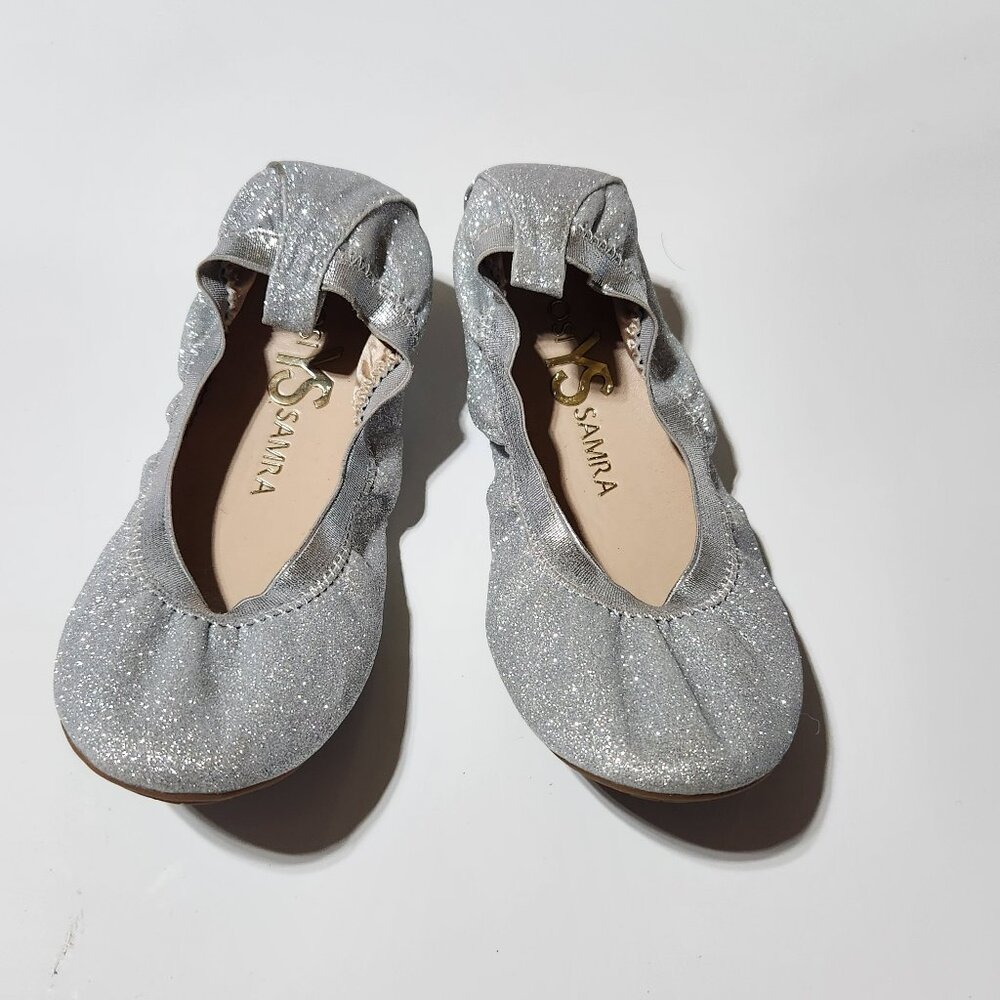 Yosi Samra Silver Glitter Ballet Flats – Girls Size 2
